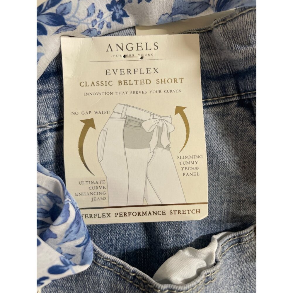 Angels Forever Young Everflex Classic Belted Denim Jean Shorts Womens Size 24W - Picture 10 of 13